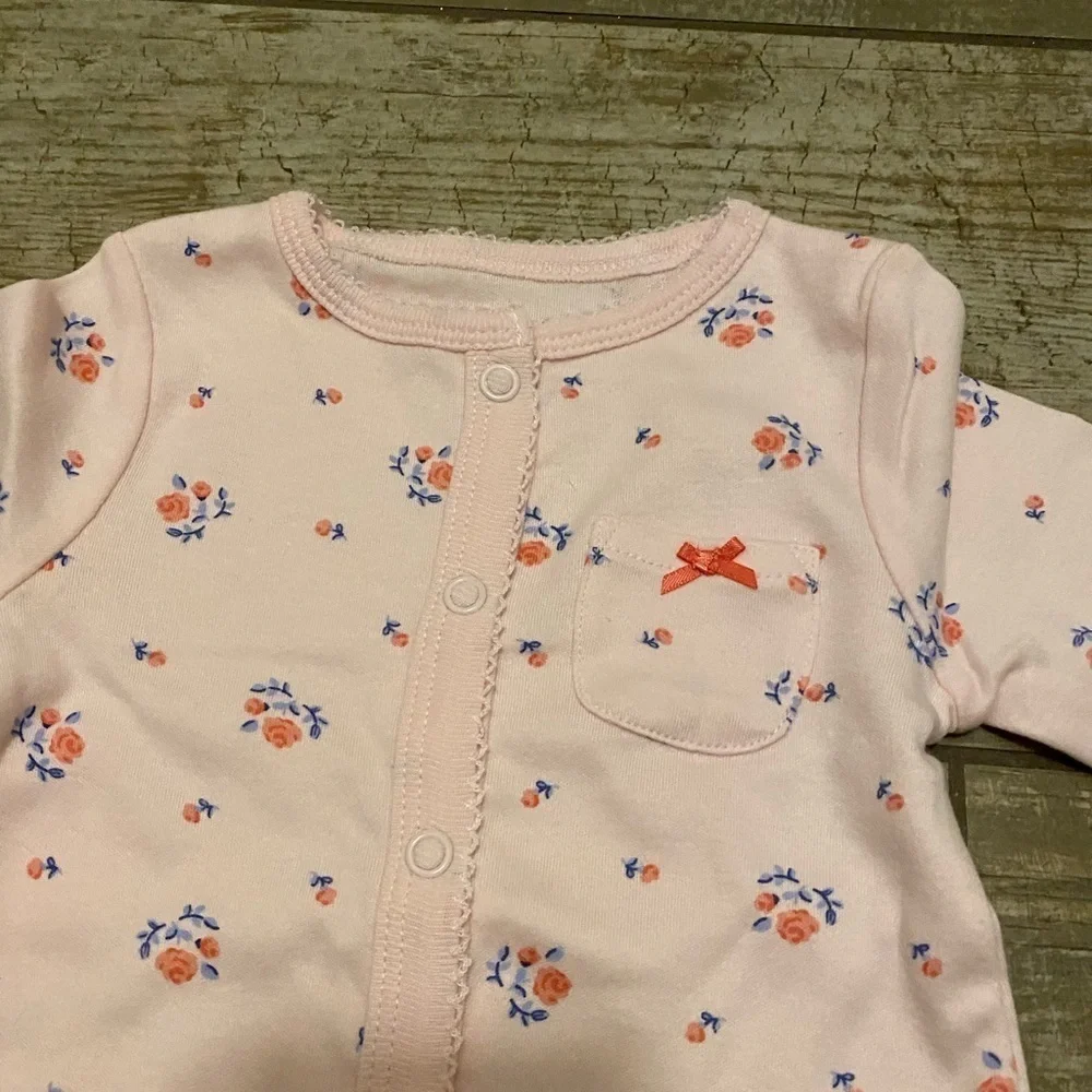 Carter’s Pink Floral Footie Pajamas 9 Months New With Tag